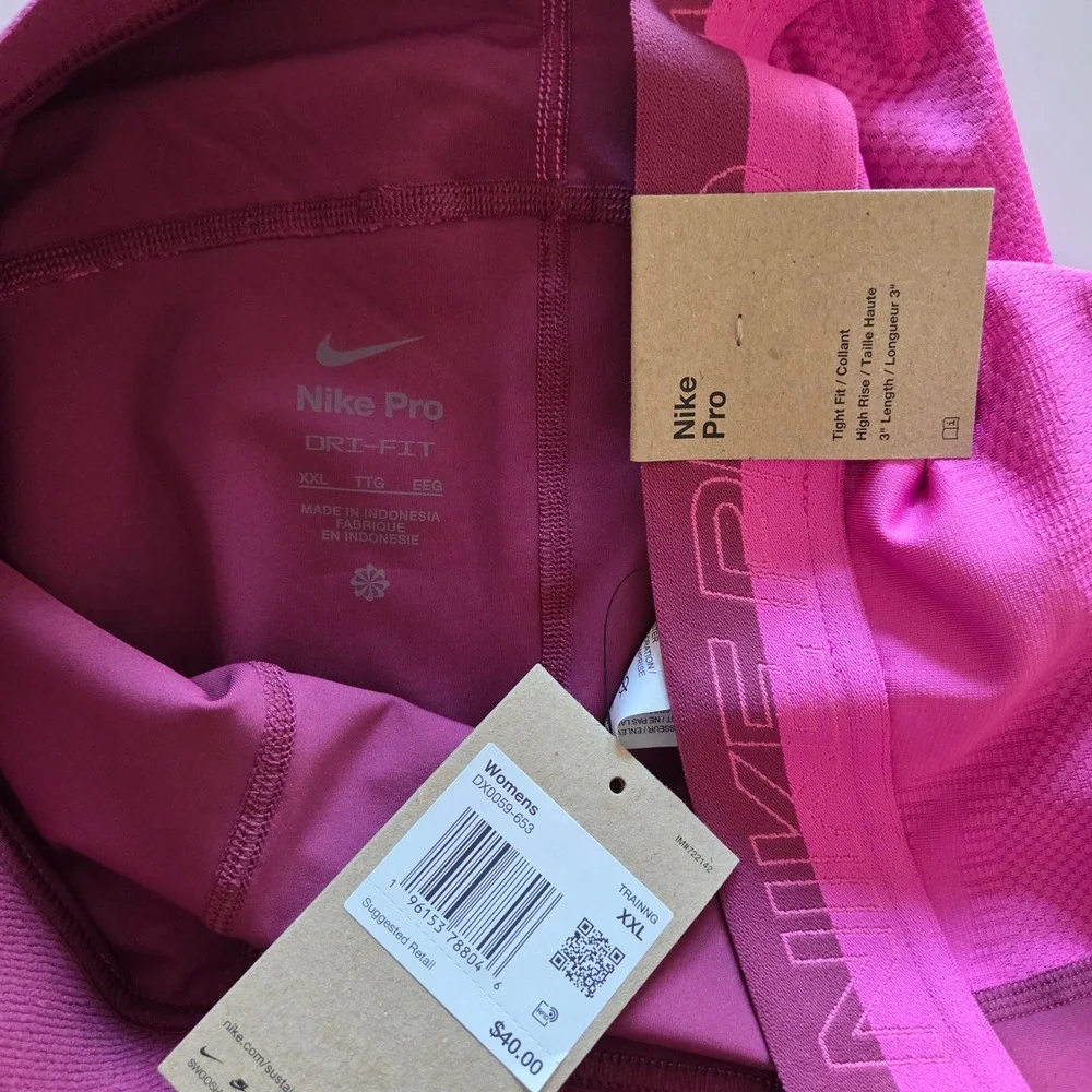 NEW Nike Pro Training‎ Shorts Womens XXL Dark Pink Purple Gym Athletic Fit